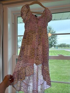 art class Lavender and Yellow Floral High-Low Casual Dress